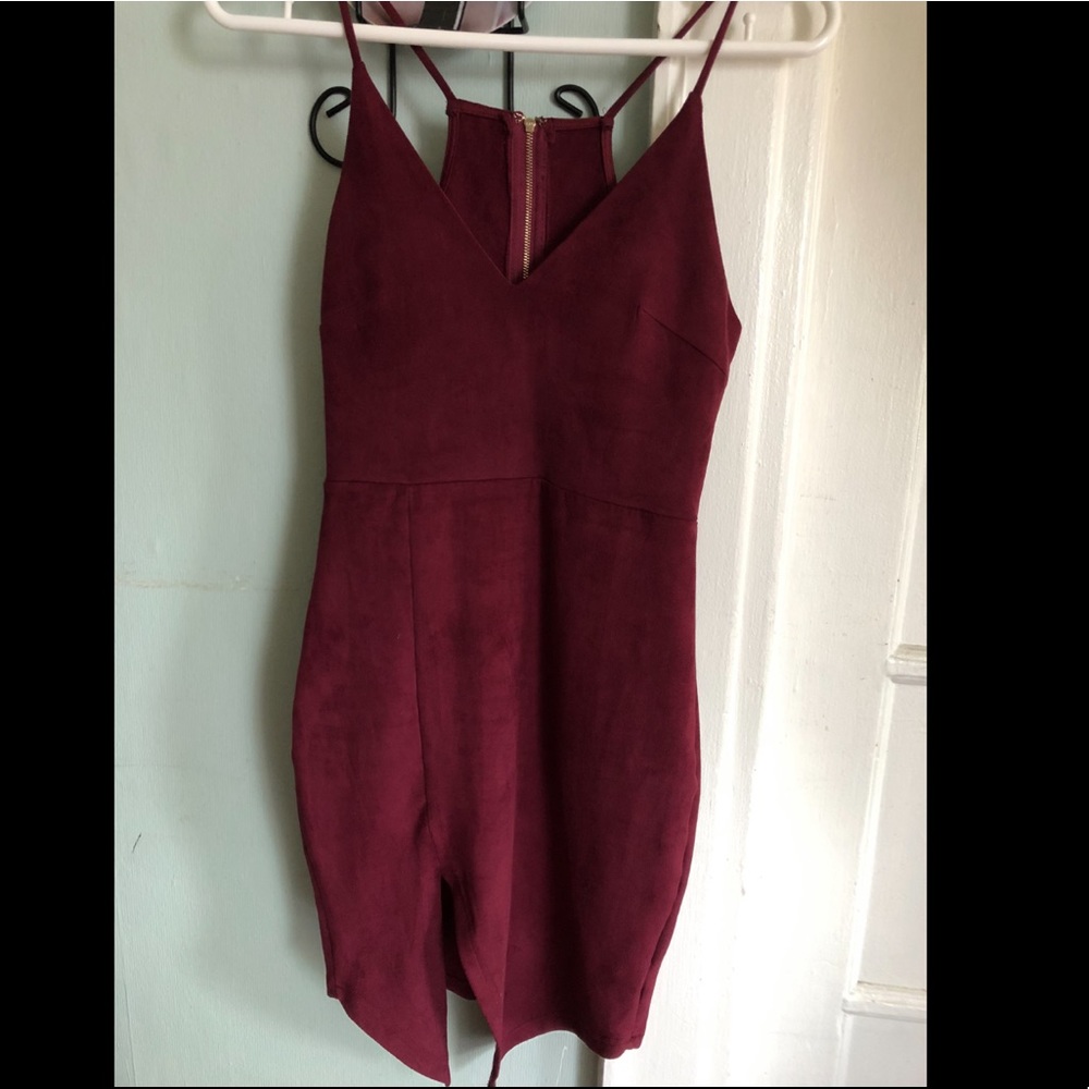 Maroon dress with slit cut